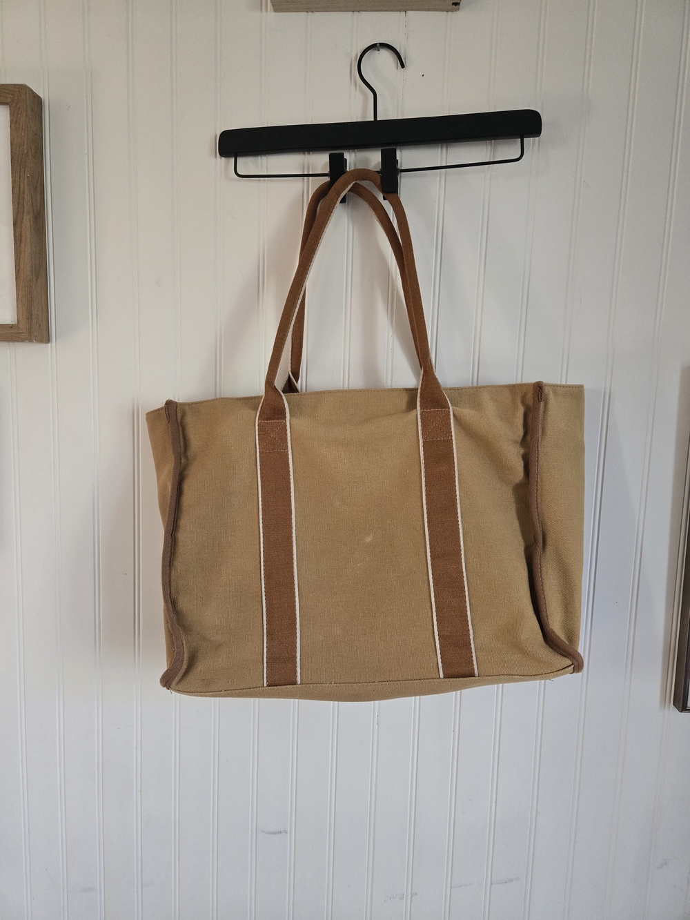 Large Canvas Travel Or Shopping Tote Bag in Tan Weekend Bag